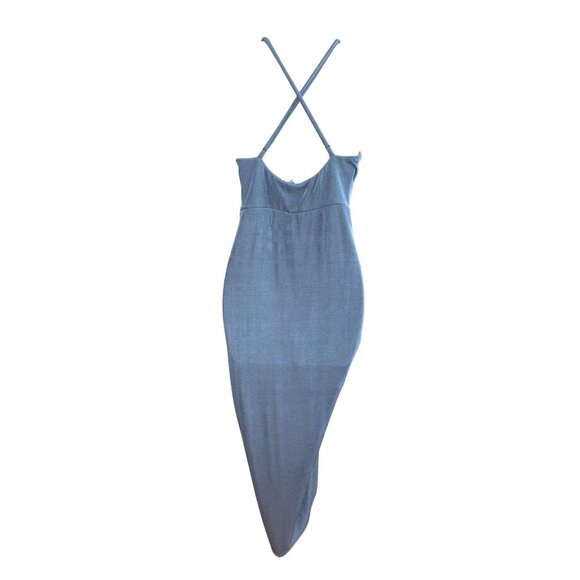 New Mable Blue Date Night MIDI Deep V-Neck & Crisscross Back Medium - Picture 4 of 15